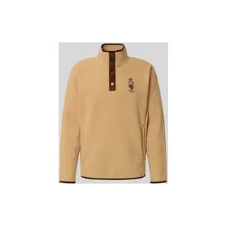 Regular Fit Troyer mit Stitching, Camel, XXL