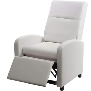Mendler Fernsehsessel HWC-H18, Relaxsessel Liege Sessel, Kunstleder klappbar 99x70x75cm ~ weiß