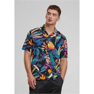 URBAN CLASSICS Langarmhemd Viscose AOP Resort Shirt lila XL