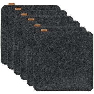 MIQIO Design 6er-Set Sitzkissen Rechteckig aus Filz mit Antirutschnoppen | 35x35 cm | Nachhaltig aus recycelten PET Flaschen | Waschbare Stuhlkissen rutschfest | Sitzauflage für Bank und Stuhl