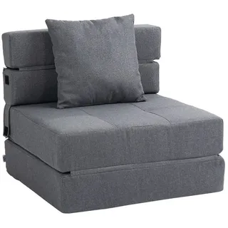 HOMCOM Sessel Einzelsofa mit Kissen, Klappsessel, 2-in-1 Design (Schlafsessel, 1-St., Bettsessel), bis 100 kg Belastbar, Dunkelgrau grau
