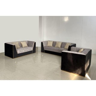 JVmoebel Sofa Graue moderne luxus Garnitur 3+2+1 Sitzer Sofagarnitur Neu, Made in Europe grau|schwarz