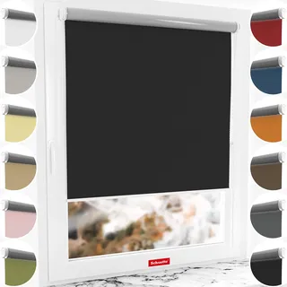 Schuette® Verdunkelungsrollo ohne Bohren/mit Bohren 2in1 ● Thermo Rollo Kollektion: Onyx Stone (Schwarz) ● 30 x 130 cm (Breite x Höhe) ● Suprafix Klemmrollo = Klemmfix 2.0 ● 60s Montage mit Video