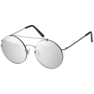BEZLIT Eyewear Pilotenbrille Rundglas Designer Damen Sonnenbrille (1-St) mit verspiegelten, schwarz, balu-grün und blauen Linsen silberfarben