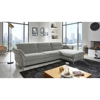 Ecksofa Wohnlandschaft Eckcouch Zola L-Sofa Stoff stone grau Kopfteilverstellung