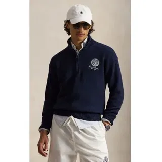 Polo Ralph Lauren für Herren. 710B18061001 Relaxed Fit Pullover aus Baumwolle in Marineblau (L), Lässig, Langarm