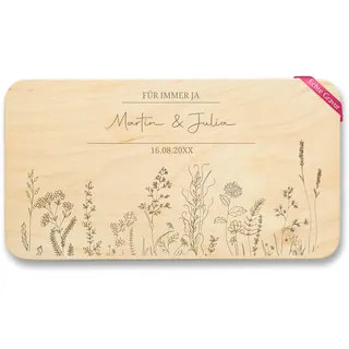 Shirtracer Frühstücksbrettchen Holz personalisiert Für immer Wildblumen | Holz, 22x12, Brotzeitbrett, Vesperbrett, Geschenkidee, Hochzeitsgeschenk