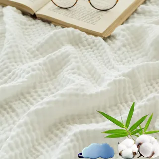 NNBWLMAEE Montivo Musselin Decke, Sanfte Musselindecke Sommer, 100% Aus Natur Baumwolle, Weiche & Atmungsaktive Musselin-Decke für Erwachsene, Kinder, Perfekt für Bett, Sofa (Weiß, Normal(130x150))