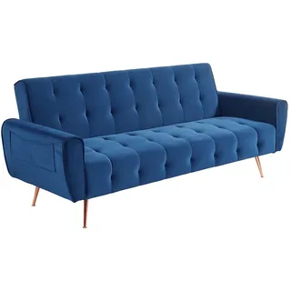 vente-unique Schlafsofa Klappsofa 3-Sitzer - Samt - tannengrün