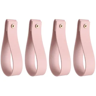 QUARKZMAN 4 Stück Leder-Vorhangstangenhalter 1 x 4,7 Zoll Wandbefestigungsriemen Vorhangstangenhalter Halterungen mit Schrauben für Wand Badezimmer Küche Schlafzimmer, Hellrosa.