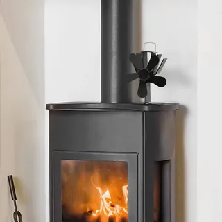 prissent Ofenventilator mit 5 Flügeln, schwarz, Kamin, Ventilator für Kamin, Heizkörper, Ventilator für Holzofen, Ventilator für Holzofen, Ventilator für Holzofen, Ofenventilator