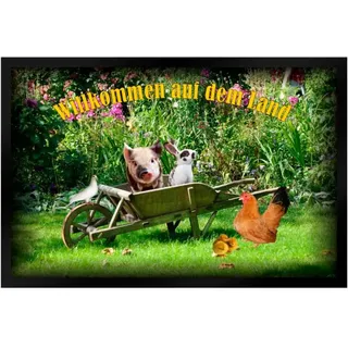 Ladreas Fußmatte Schmutzfangmatte Willkommen auf dem Land F523, 75x50 bunt 75x50 | 50 cm x 75 cm
