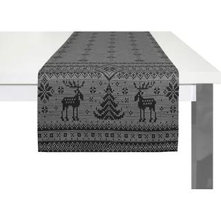 Wirth Tischläufer "ROMO", grau (anthrazit, silberfarben), B:50cm L:160cm, Baumwollmischung, Tischdecken
