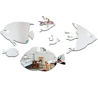 Fisch Schule Wandaufkleber, Kreative Acryl Thin Spiegel Aufkleber Tropische 3D Decals Fische Unter Dem Meer Wandtattoo Home Decor für Kinder Schlafzimmer Leben(#4)