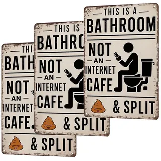 Vintage-Metall-Blechschild „This is a Bathroom Not an Internet Cafe“, lustiges, humorvolles Wandkunst-Dekor, rustikales Aluminium-Poster für Zuhause, Toilette, Büro, Wohnheim, Bauernhaus(3pcs)