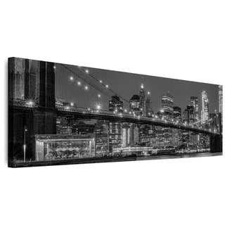 LUMASOUL Wandbilder Wohnzimmer Leinwandbild New York 120x40 cm1-teiliges Bild für Schlafzimmer Flur Büro und Küche modernes Foto-Motiv