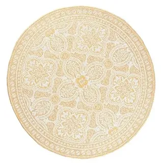 In- & Outdoor Teppich Rund - Summer Oriental Gelb - Ø 120cm | Wetterfest - Polypropylene - Kitchen - Terrasse teppich - Outdoor rug