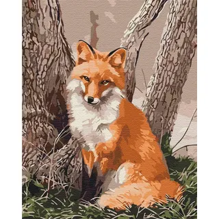 Artnapi Malen nach Zahlen Erwachsene mit Rahmen | DIY Handgemalt | Tiere - Fuchs im Wald | Kit für Anfänger und Erwachsene | Set inklusive Acrylfarben & Pinsel | 40x50cm Leinwand | Ideal als Geschenk
