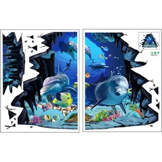 Wandtattoo, Unterwasserwelt-wanddekoration, Meeressäugetier, Pvc, Einfach Anzubringen, Verspielter, Unkonventioneller Stil Und Farbenfrohe Atmosphäre Für Jungen- Und Mädchenzimmer