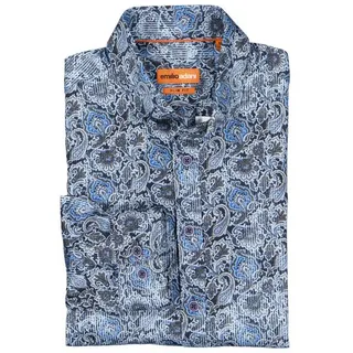 emilio adani Langarmhemd Herren Jerseyhemd mit Paisley-Muster, Brilliantblau blau 3XL