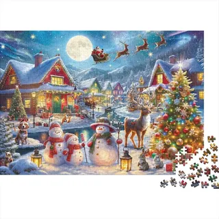 Weihnachten 1000 Teile Puzzle Erwachsene Papier Winterdorf Abend festlich