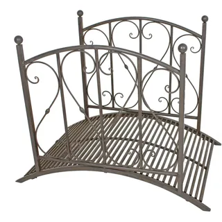 Garden Pleasure Teichbrücke YASUR Metall dunkelbraun gebogen 136,0 x 80,0 x 91,0 cm, 1 St.