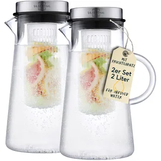 SILBERTHAL Glaskaraffe mit Deckel 2er Set - 2 Liter