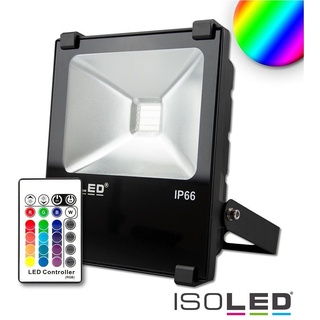 ISOLED Outdoor LED Fluter RGB inkl. Funk-Fernbedienung, IP66, dreh- und schwenkbar, dimmbar, Alu-Druckguss, schwarz, 30W RGB 120° ISO-113706