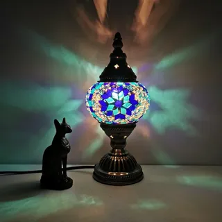 Türkische exotische Mosaik Tischlampe mit handgefertigten marokkanischen Stil Retro Lampe Schatten Dekorative Lichter für Schlafzimmer Weihnachten Halloween Büro Art Decor