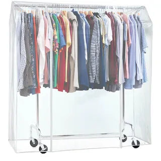 Tatkraft Schild - Kleiderständer Abdeckung, Transparent, Schutzhülle für Kleiderständer, mit 2 Reißverschlüssen, Schutz vor Schmutz, UV, 155x60x160 cm