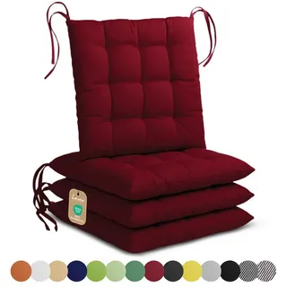 Lavea Stuhlkissen Lavea® Sitzkissen & Stuhlkissen 40x40 cm – 4er/8er Set, 40x40x3 cm, mit Stoffbändern, Indoor & Outdoor, für Garten & Balkon rot