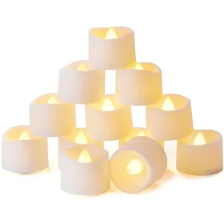 Homemory 12 led teelichter mit Timer, elektrische flackernde batteriebetriebene Kerzen, 6 Stunden an und 18 Stunden aus, 3.2x3.6 cm, Plastik