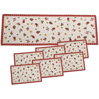 Villeroy & Boch – Toy's Delight Gobelin Tischläufer L inkl. Platzsets Bunt, Maschinenwaschbar, Tischläufer Weihnachtlich, Tischdecke Weihnachten Läufer, Unterleger Tisch, Baumwolle/Polyester