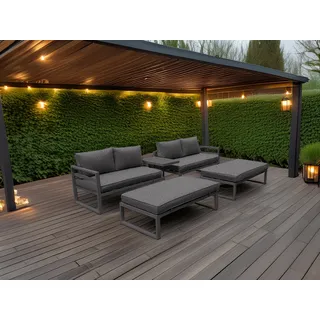 Perel Lounge-Set 8-Personen schwarz/grau