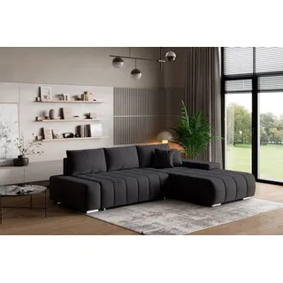 masseno Ecksofa Velours 2-Sitzer Schwarz