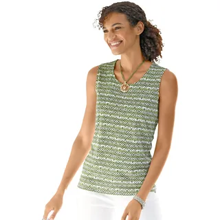 Shirttop CASUAL LOOKS Gr. 54, grün (khaki, weiß, gestreift) Damen Tops Shirttops