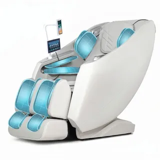 HealthRelife Massagesessel mit Touchscreen, 4D-Massage, 135 cm SL-Schiene, Nullgravitation (1-St), Waden- und Rückenheizung, Shiatsu-Massagesitz, Ganzkörpermassage weiß