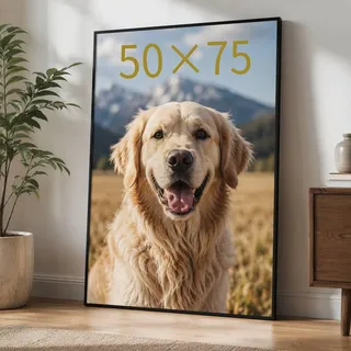 Lindahandel Bilderrahmen 50x75 Schwarz, Großer Bilderrahmen aus MDF mit Acrylglas, Posterrahmen 50 x 75 cm für Fotos, Kunstbilder & Wanddeko, Horizontal/Vertikal