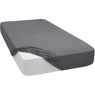 Mixibaby Spannbettlaken Jersey Spannbetttuch 100% Baumwolle Bettlaken Spannbettuch Laken 28 Farben, Größe:120 x 200 cm, Farbe:Dunkelgrau