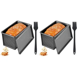 Frewurwer 2X Brotbackform mit Deckel, Toastbrotbackform mit Deckel, Toastbrotform mit Ölpinsel, Brotformen