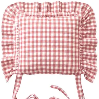 Diwzbyn Sitzkissen Stuhlkissen mit Bindebändern und abnehmbarem Bezug, 45 × 45 cm, Rutschfeste Sitzauflage für Küchen- und Esszimmerstühle rosa