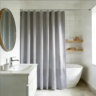Omgoods Duschvorhang, 200x240 cm, Hellgrau, Textil, waschbar - Hellgrau