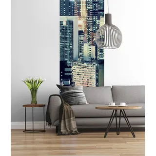 KOMAR Fototapete Vlies Fototapete - Skyline - Größe 100 x 280 cm, glatt, bedruckt, Motiv, (1 St) blau|bunt