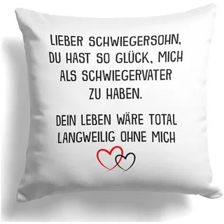 22Feels Dekokissen Schwiegersohn Geschenk v. Schwiegerpapa Hochzeit Männer Geburtstag, Deko mit Persönlichkeit weiß