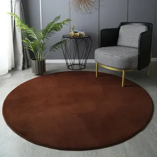 PALVIT Runde Teppiche, 180 x 180 cm, weicher, flauschiger, großer Teppich für Wohnzimmer, Küche, zottelige, dicke Matte für Schlafzimmer, Nachttisch mit rutschfester Unterseite, maschinenwaschbare