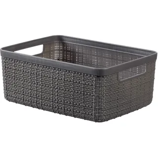 CURVER Jute Basket 100% Recycled Plastic Rectangular, Wood, Dark Grey, S: 5 L