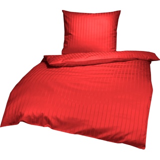 Lorena Textil Verona Mako-Satin Bettwäsche Baumwolle (rot, 135x200 cm + 80x80 cm)