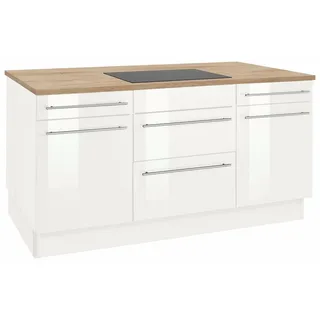 OPTIFIT Kochinsel Bern, mit E-Geräten, Stellbreite 160 x 95 cm, höhenverstellbare Stellfüße weiß