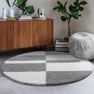 Sanat Milano 1254 Hochflorteppich Ø 150 cm Grau