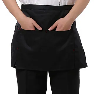 CHENGZI Unisex Taillenschürze Kellner Kurze Schürze Küche Kochen Taille Servierschürze mit 2 großen Taschen und 1 kleinen Stifttaschen, Schwarz - Einheitsgröße